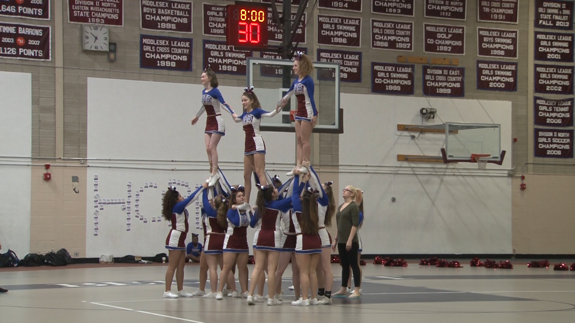 BHS Cheerleaders execute a formation